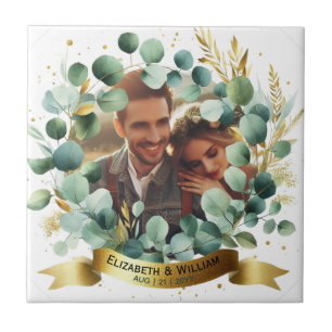 PHOTO Bröllop Tack Eucalyptus Löv Gift Kakelplatta