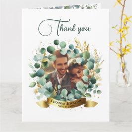 PHOTO Bröllop Tack Eucalyptus Löv Gift Kort