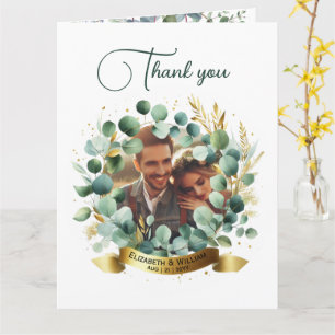 PHOTO Bröllop Tack Eucalyptus Löv Gift Kort