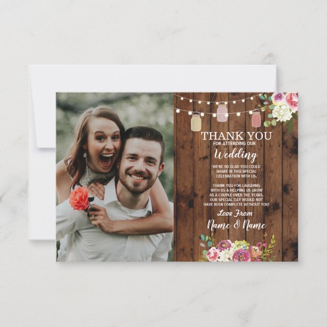 Photo Bröllop Tack, Förlovning Burk Inbjudningar (Framsida)