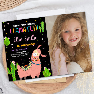 Photo Brown Llama Roligt Llama Birthday-inbjudning Inbjudningar