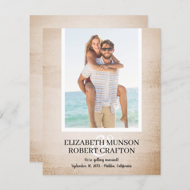 Photo Budget Bröllop spara datum (Fram/baksida)