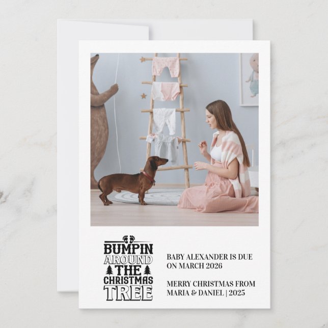 Photo Bumpin’ Around the Christmas Tree Pregnancy  Julkort (Framsida)