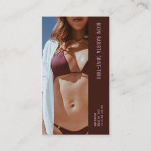 Photo Burgundy Bikini Barista Dubbla Nummer Kaffe Lojalitetskort