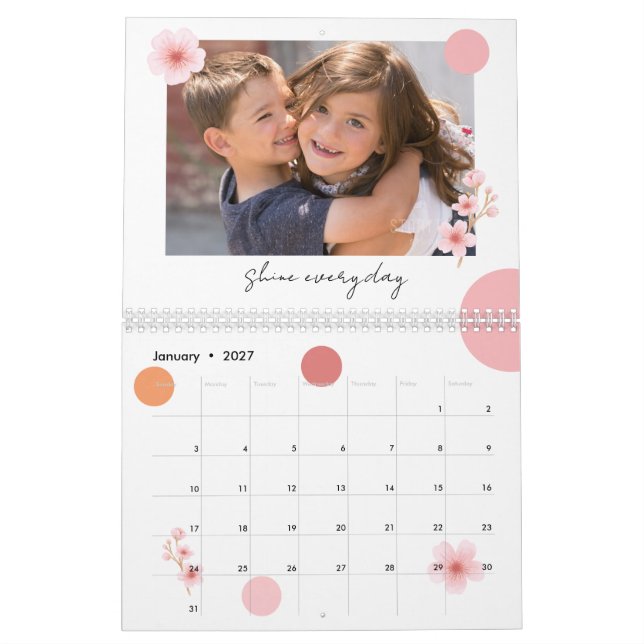 Photo Calendar 2026 Pretty Floral Motivational Kalender (Jan 2027)