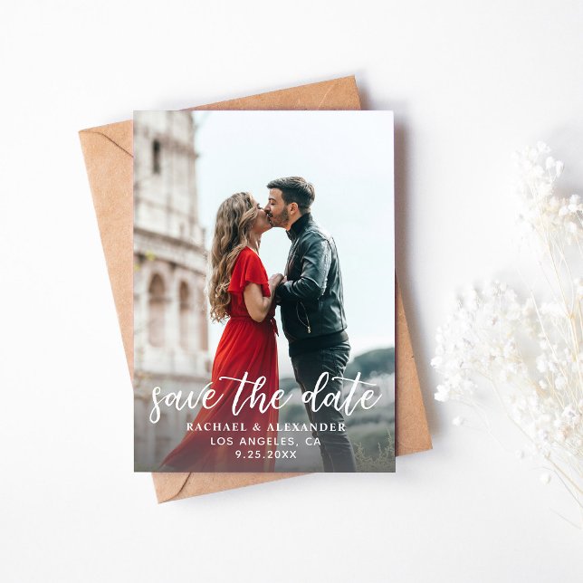 Photo & Calligraphy 2 Lighter Verti Spara datum Inbjudningar (Skapare uppladdad)