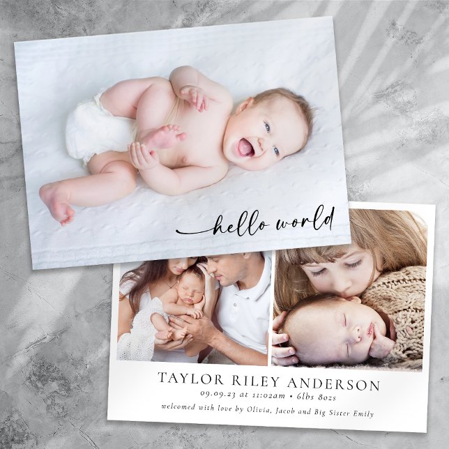 Photo Calligraphy Hej World Birth Meddelande (Skapare uppladdad)
