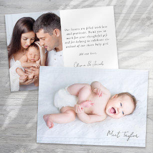 Photo Calligraphy Namn Birth Stats Nyfödd bebis Tack Kort