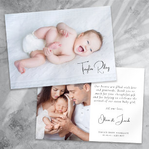 Photo Calligraphy Namn Birth Stats Nyfödd bebis Tack Kort
