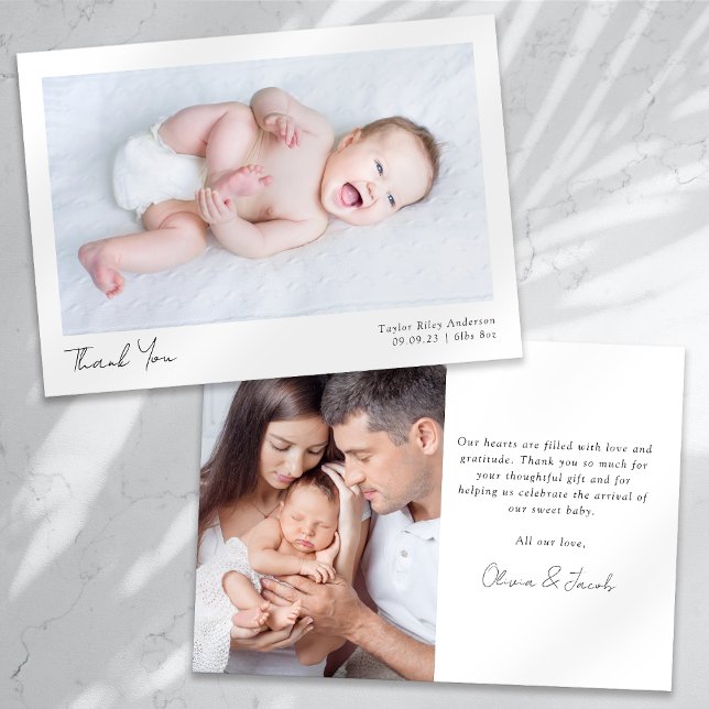 Photo Calligraphy Namn Birth Stats Nyfödd bebis Tack Kort (Skapare uppladdad)