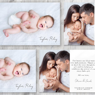 Photo Calligraphy Namn Birth Stats Nyfödd bebis Tack Kort