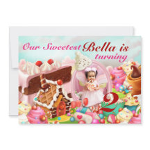 Photo Candy Land Födelsedagsfest inbjudan