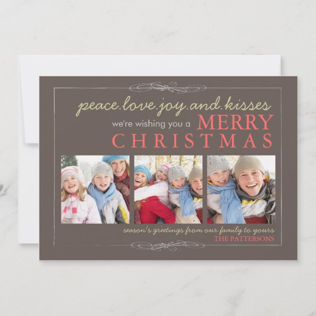 Photo Card för Peace Kärlek Joy Family God jul Julkort (Framsida)