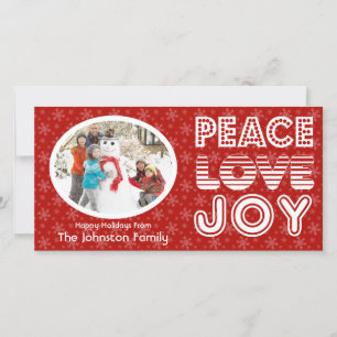 Photo Card för Peace Kärlek Joy Winter Glad helg Julkort