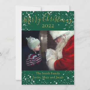 Photo Card Snö God jul Grönt Guld Julkort