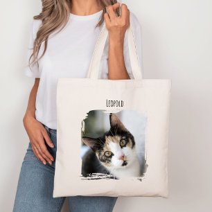 Photo Cat Pet med Namn Tygkasse