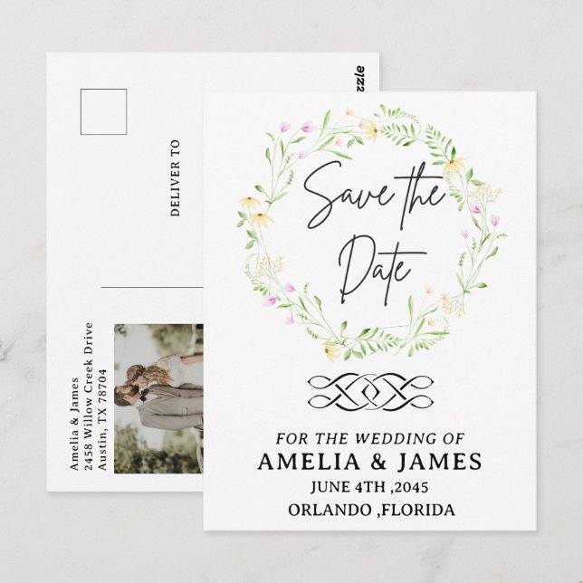 Photo Celtic Knot Wedding Save the Date Postcard Vykort (Fram/baksida)