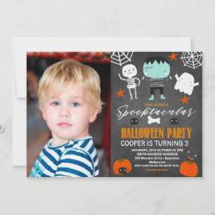 Photo Chalkboard Halloween fest Birthday Inbjudningar
