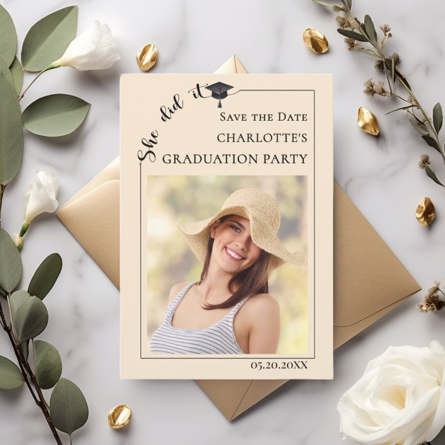 Photo Champagne Graduation party Save the Date Spara Datumet (Skapare uppladdad)