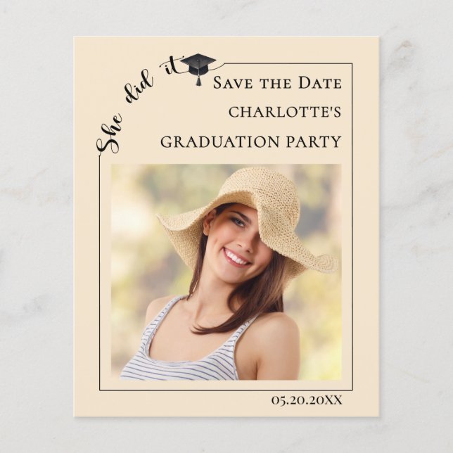 Photo Champagne Graduation Save the Date Flygblad (Framsidan)