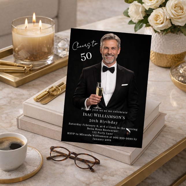 Photo cheers guy birthday inbjudningar (Skapare uppladdad)