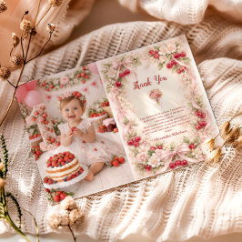 Photo Cherry Blossom Garden Girl 1st Birthday Tack Kort