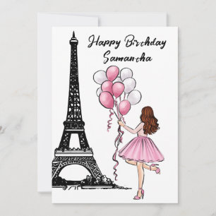 Photo Chic Eiffel Torn, Balloons Paris Birthday Kort