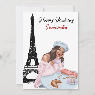Photo Chic Eiffel Torn, Balloons Paris Birthday Kort