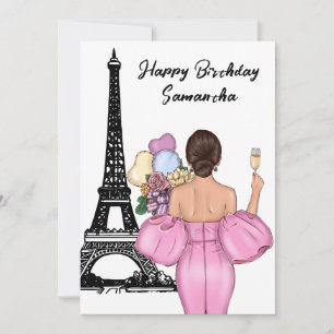 Photo Chic Eiffel Torn Rosa Girl Paris Birthday Kort