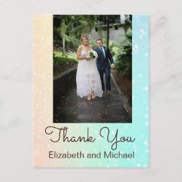 Photo Chic Glitter Modern Bröllop Tack Vykort