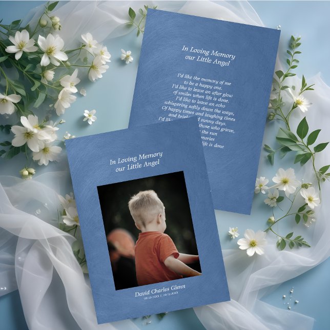 Photo Child Remembering Blue Faux Metallic Effect (Photo Child Remembering Blue Faux Metallic Effect Remembering Card.)