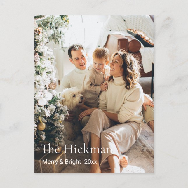 Photo Chirstmas med minimal Anpassningsbar i famil Helg Vykort (Framsida)