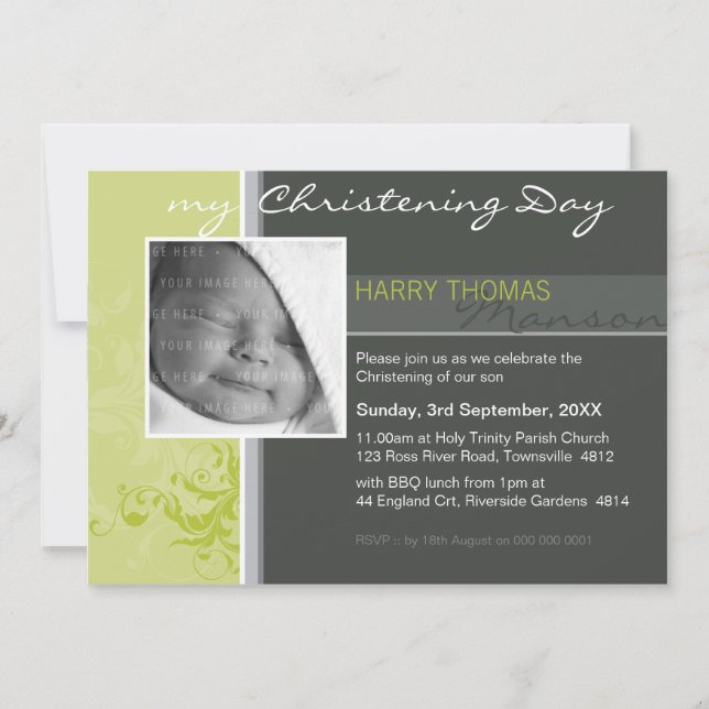 PHOTO CHRISTENING INBJUDAN: position 4L Inbjudningar (Framsida)