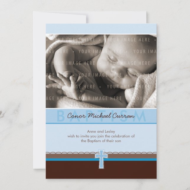 PHOTO CHRISTENING INBJUDAN: ren 5 P Inbjudningar (Framsida)