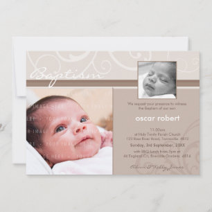 PHOTO CHRISTENING INBJUDAN: välgörenhet 1L Inbjudningar