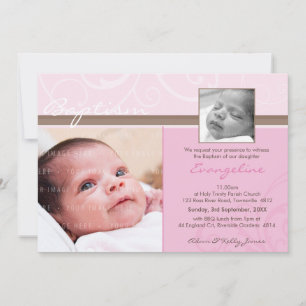 PHOTO CHRISTENING INBJUDAN: välgörenhet 3L Inbjudningar