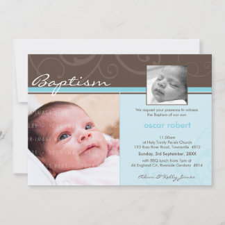 PHOTO CHRISTENING INBJUDAN: välgörenhet 4L Inbjudningar