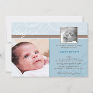 PHOTO CHRISTENING INBJUDAN: välgörenhet 6L Inbjudningar