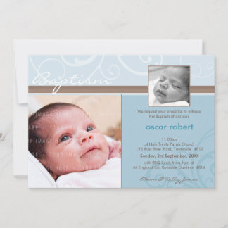 PHOTO CHRISTENING INBJUDAN: välgörenhet 6L Inbjudningar