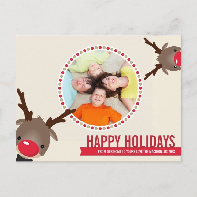 PHOTO CHRISTMAS POSTCARD: Rudolf 1 Helg Vykort (Framsida)