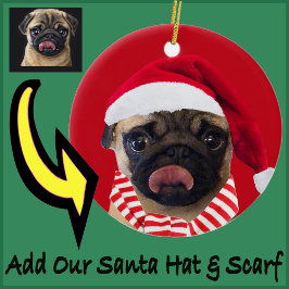 Photo Christmas Santa Hat on Your Dog Puppy        Julgransprydnad Keramik