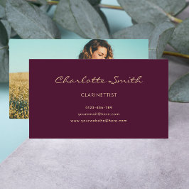 Photo Clarinetist Burgundy Elegant Visitkort