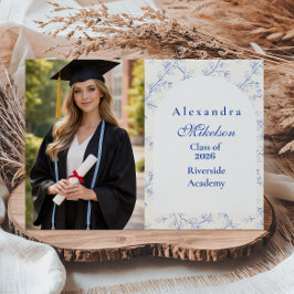 Photo Classic Porcelain Blue Graduation Party Meddelande