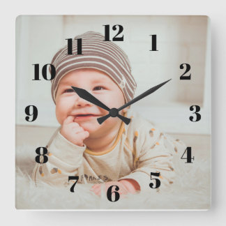 Photo Clock Custom Wall Clock Add Your Own Photo Fyrkantig Klocka