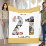 Photo Collage 21st Birthday Neutralt Sand Bild Fleecefilt<br><div class="desc">Anpassningsbar Bild Blanket med 10 av dina favoritfoton. Snyggtens fotokollage är i form av nummer 21 på en vit bakgrund med neutralt beige sand/muterad gult gräns. Filten kan också vara personlig med namn och födelsedatum som du väljer, vilket är skrivet i mörk bronze modern typografi. Mallen är konfigurerad så att...</div>