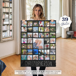 Photo Collage 39 Bilder Editable Färg Personlig Fleecefilt