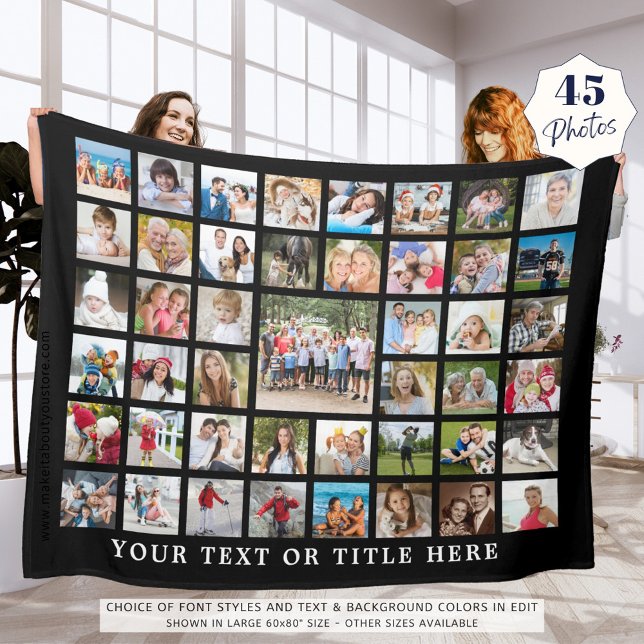 Photo Collage 45 Photo Template Anpassningsbar Tex Fleecefilt (Skapare uppladdad)