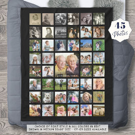 Photo Collage 45 Photo Template Personlig Black Fleecefilt