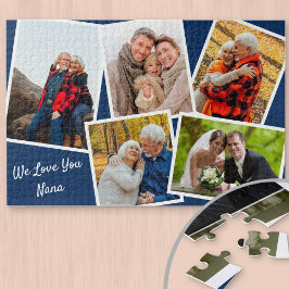 Photo Collage 5 Bilder We Kärlek You Nana - Blue Pussel