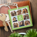 Photo Collage Anpassningsbar Monogram - Lime Green<br><div class="desc">Du kan använda Instagram-foton för den här designen. Använda 8-kvadratfoton som skapar en unik och personlig gåva. Eller så kan du behålla hipstervalpen och göra ett trendig till keepy. Om du behöver justera bilder klickar du på verktyg för att anpassa ändringar.</div>